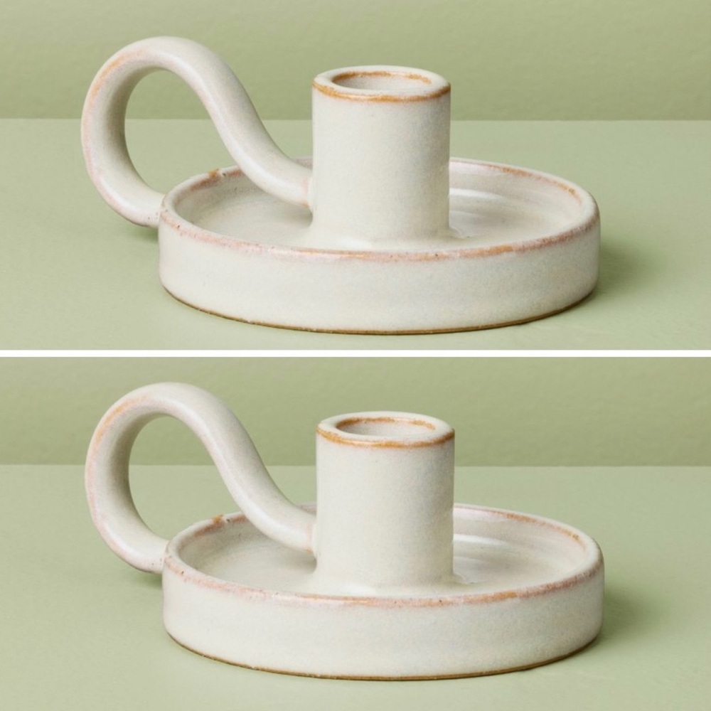 2 | Ceramic Taper Candle Holder Sour Cream - Hearth & Hand™ with Magnolia